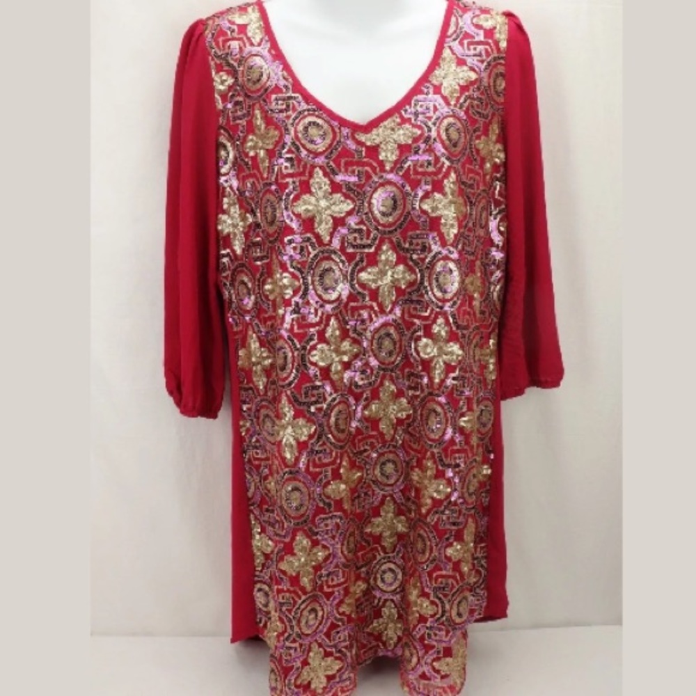 Red sequin dress
